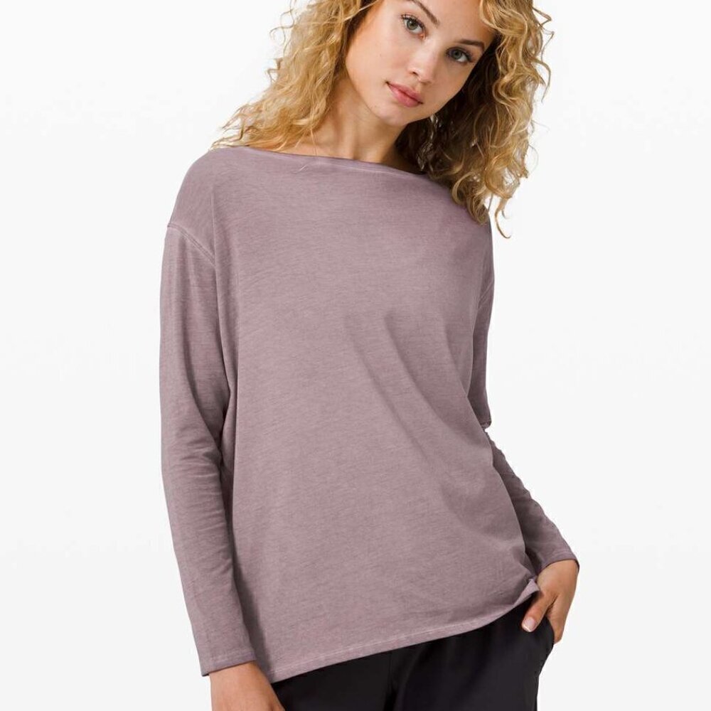 Lululemon Back In Action Long Sleeve *Fade - 6/8 Washed Lunar Rock